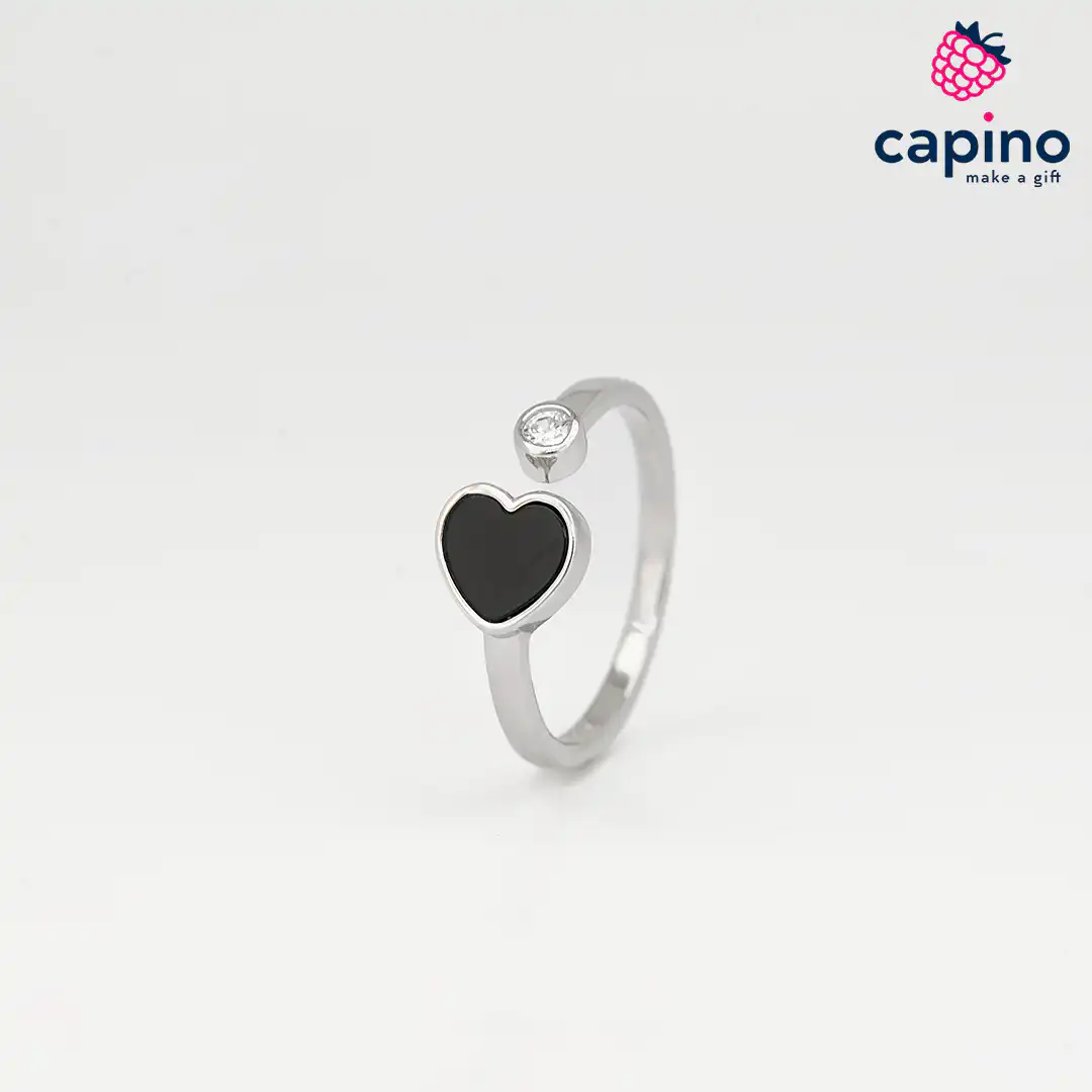 Anillo de plata corazon negro Leopoldo