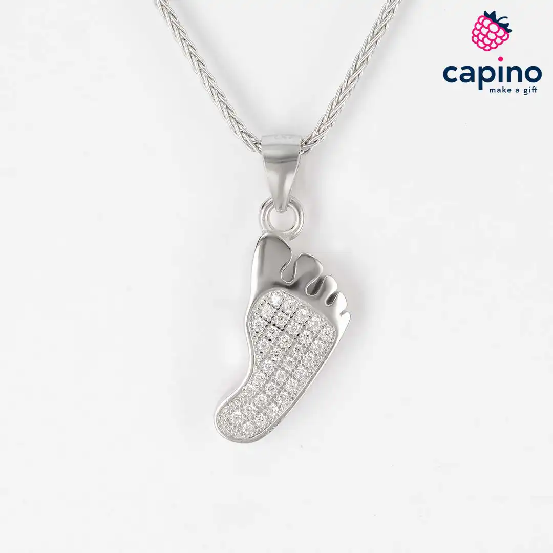 Collar pie del bebé de plata Elena