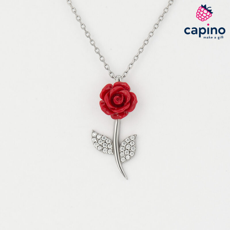 Collar flor rosa de plata Marisa 1
