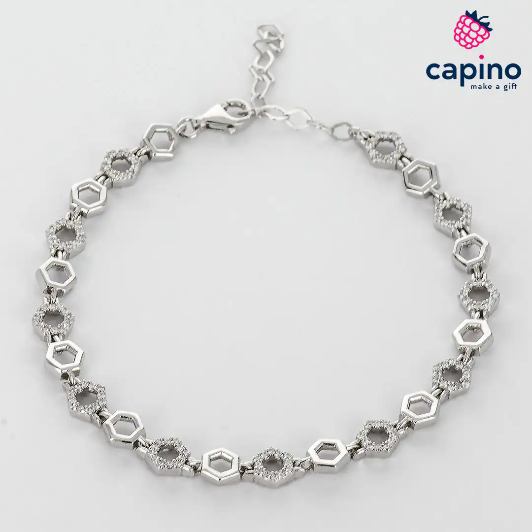 Pulsera de plata hexágonos Filippa