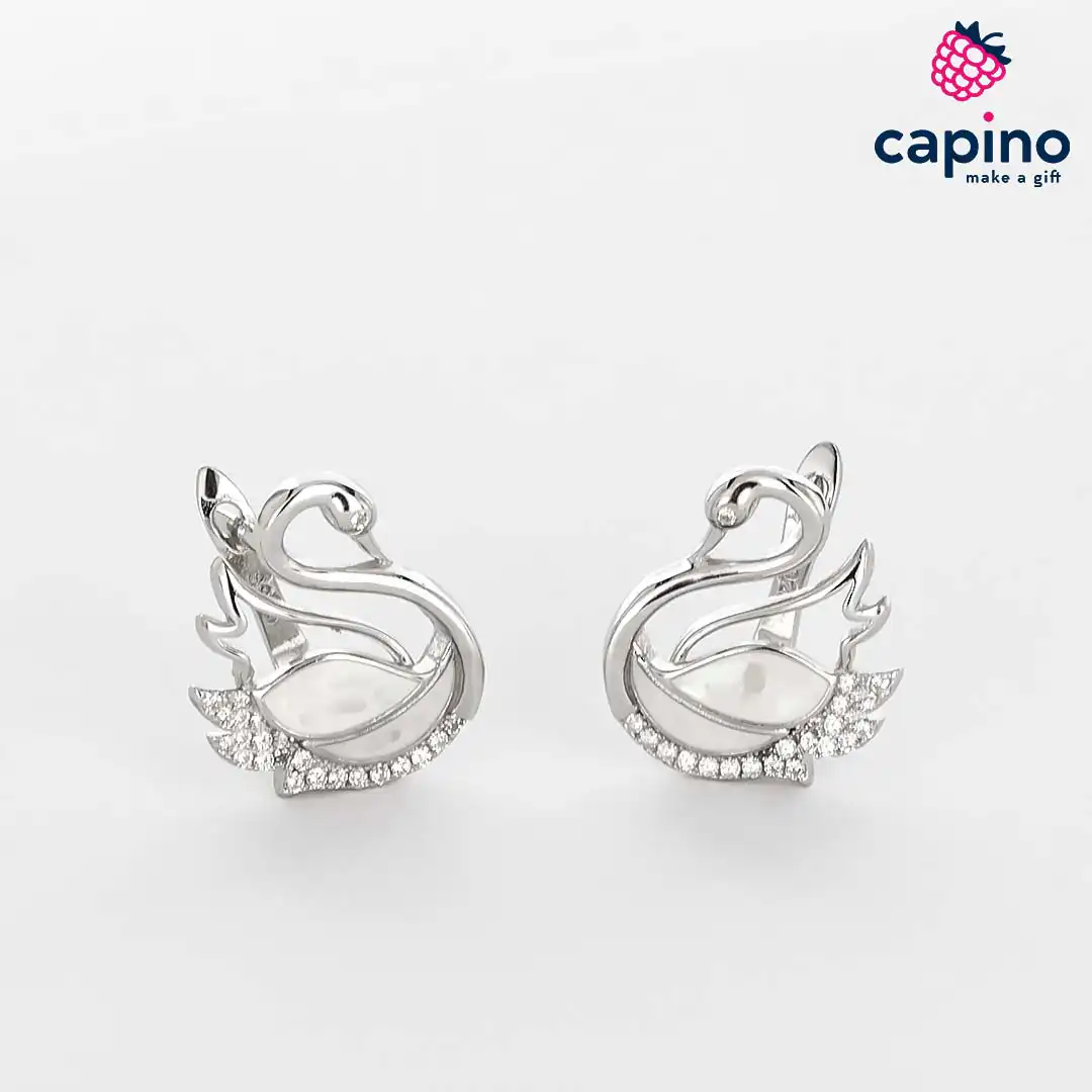 Pendientes un cisne de plata Sergius