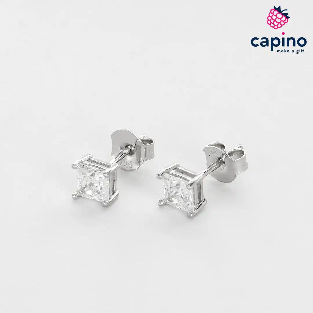 Pendientes cuadrado de plata Bianca