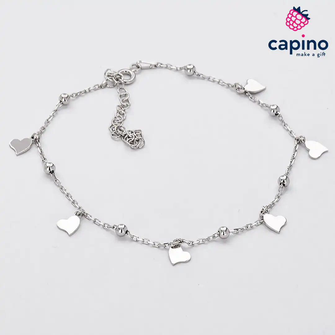 Tobillera de plata corazones Miriam