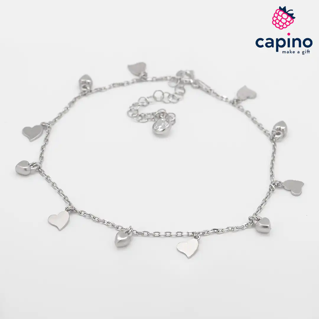 Tobillera de plata corazones Elis