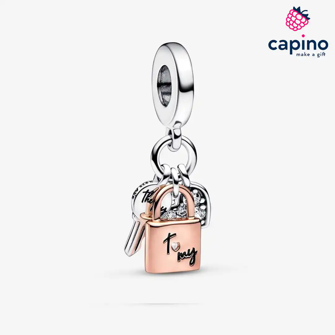 Charm llave candado corazón de plata Nala