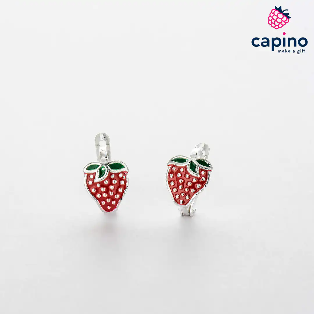 Pendientes para niñas fresa de plata Callie
