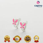 Pendientes para niñas mariposa rosa de plata Lola 4