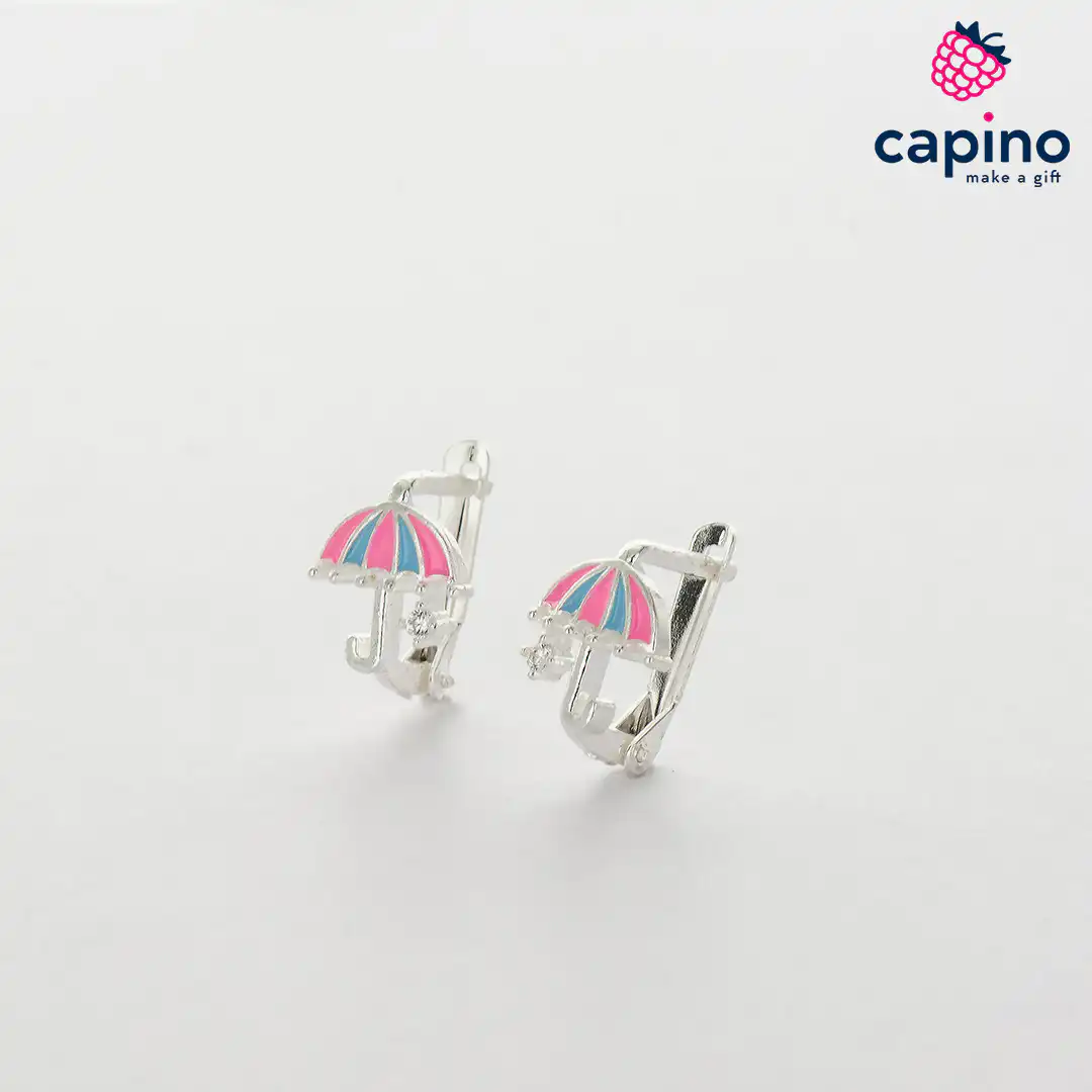 Pendientes para niñas paraguas de plata Molly