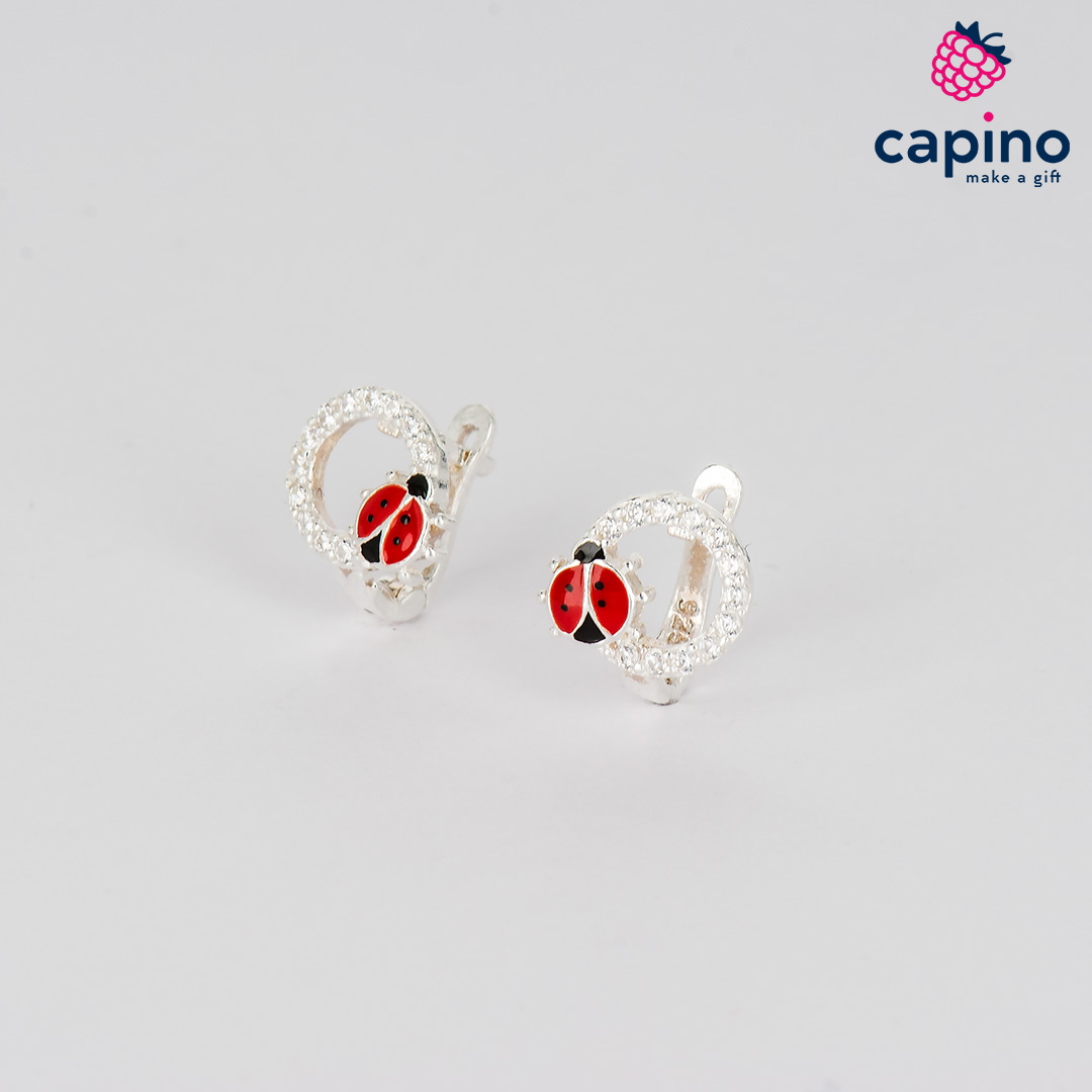 Pendientes para niñas mariquitas de plata Willow