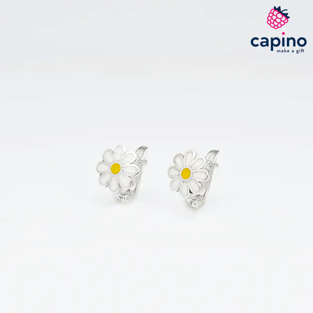 Pendientes para niñas margaritas de plata Rosie