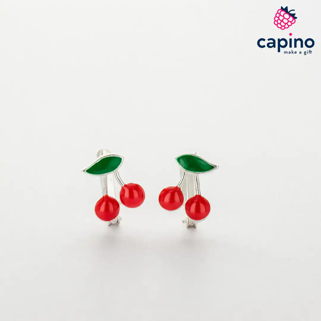 Pendientes para niñas cerezas de plata Ellie