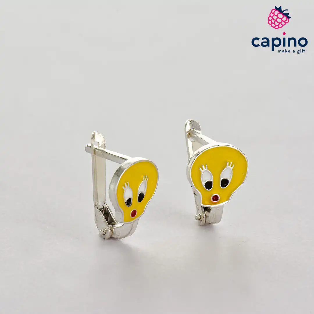 Pendientes para niñas patito de plata Ginger