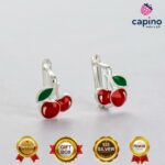 Pendientes para niñas cerezas de plata Abby 5
