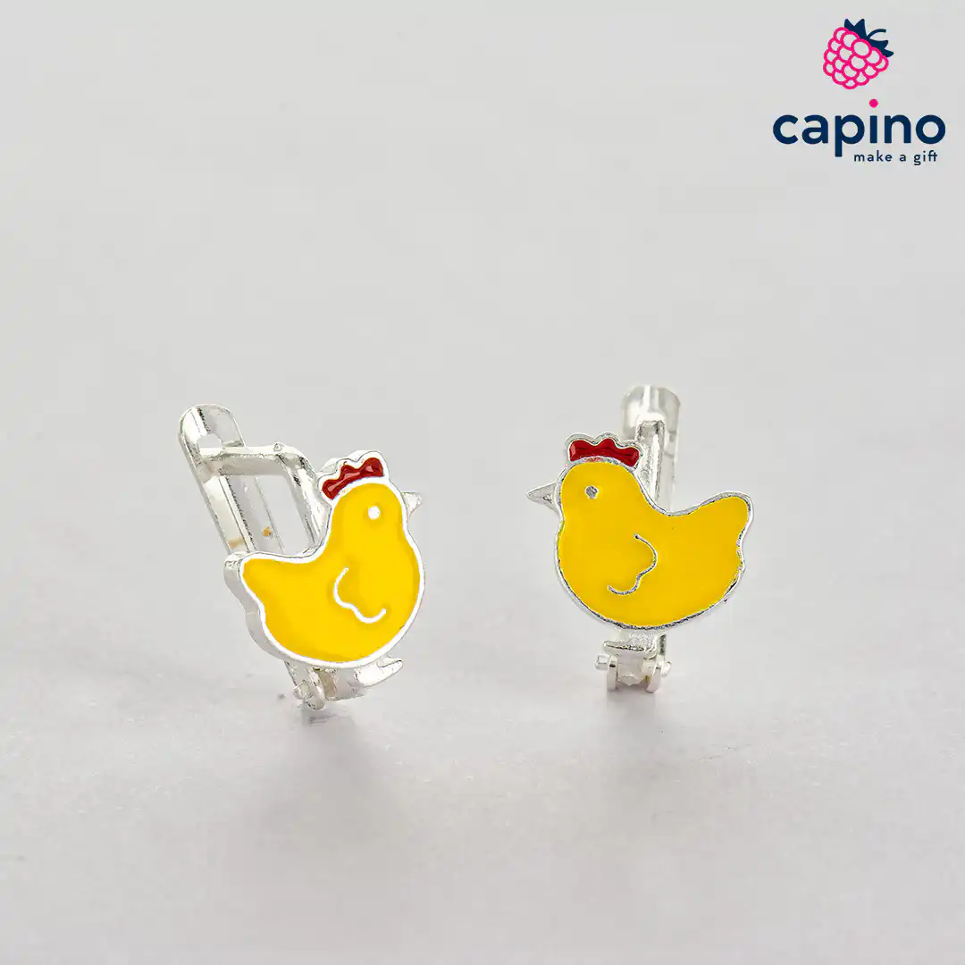 Pendientes para niñas pollitos de plata Sasha