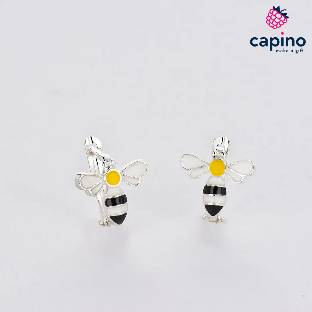 Pendientes para niñas abeja de plata Fiona