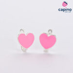 Pendientes para niñas corazon rosa de plata Jasmine 3