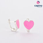 Pendientes para niñas corazon rosa de plata Jasmine 4