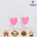 Pendientes para niñas corazon rosa de plata Jasmine 5