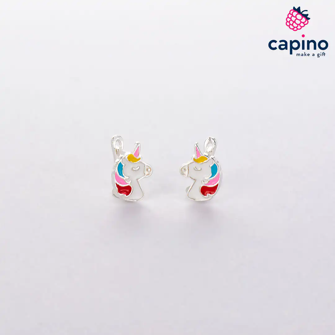 Pendientes para niñas unicornio de plata Charlie