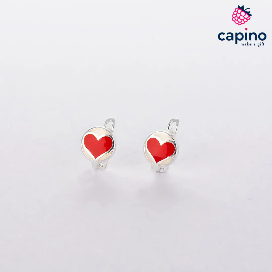 Pendientes para niñas corazón de plata Oreo