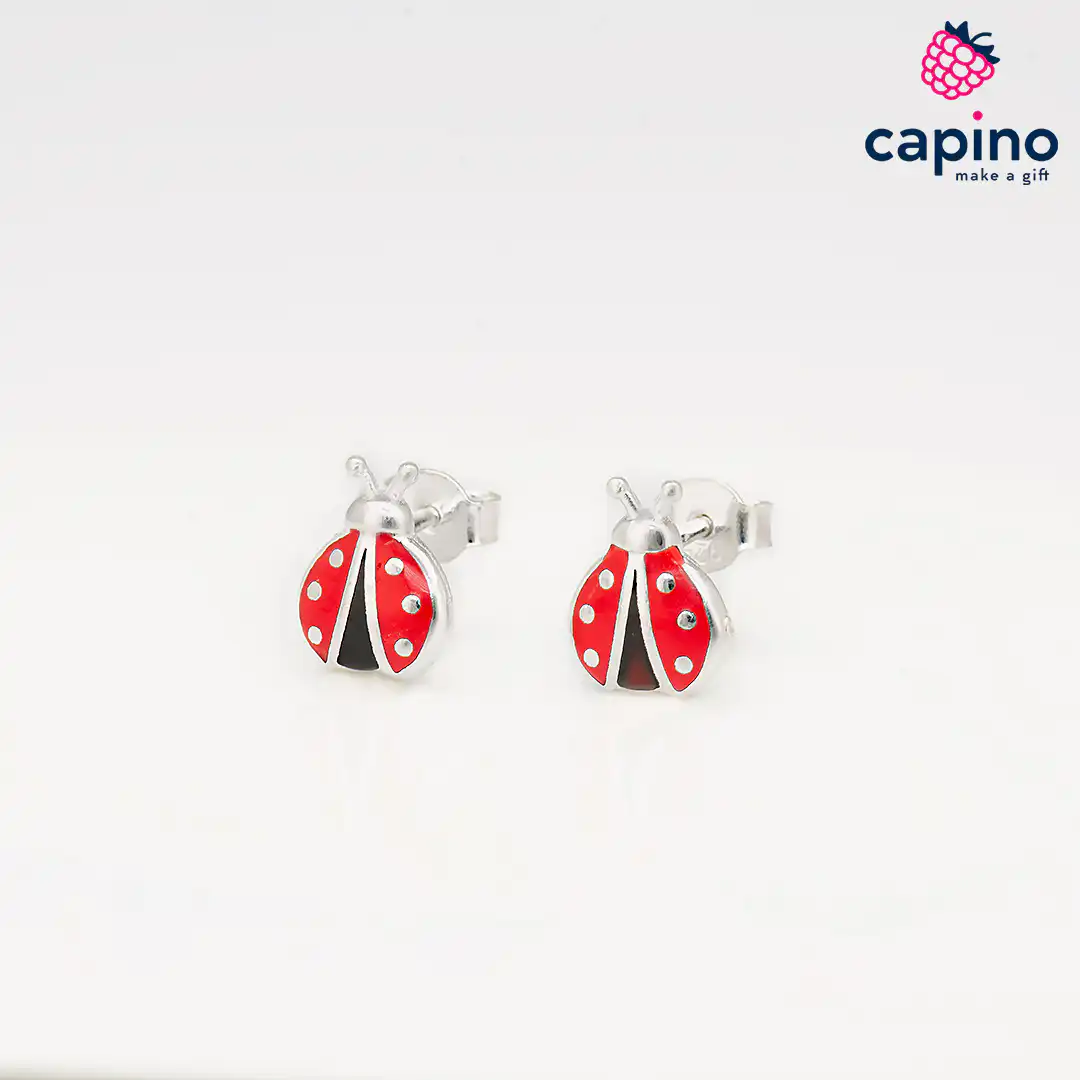 Pendientes para niñas mariquitas de plata Boo