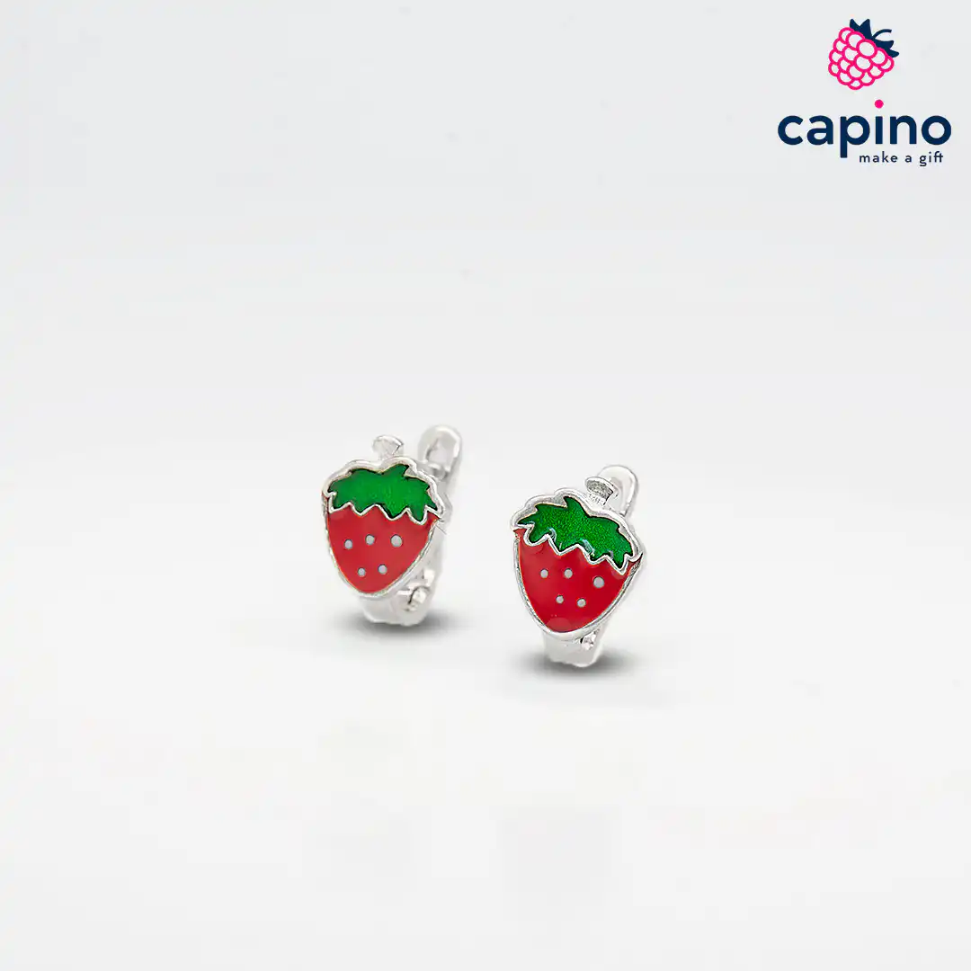 Pendientes para niñas fresas de plata Misty