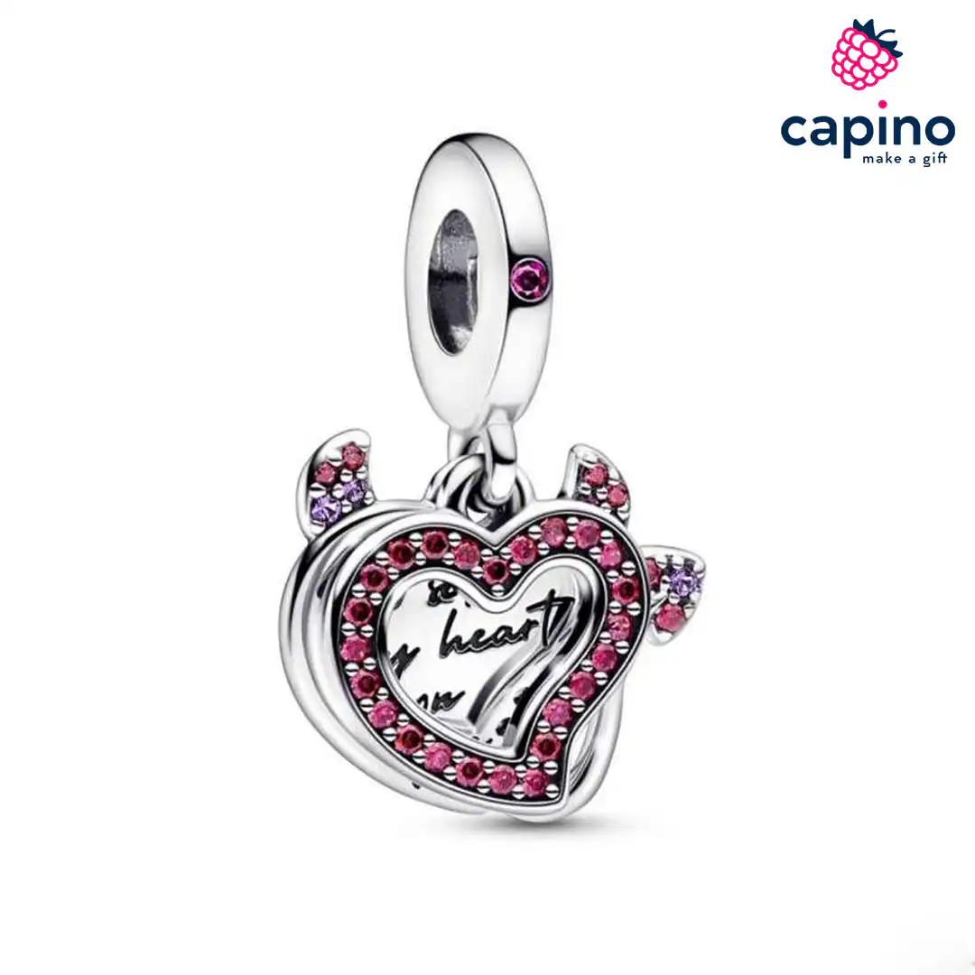 Charm de plata corazón de diablo Dino