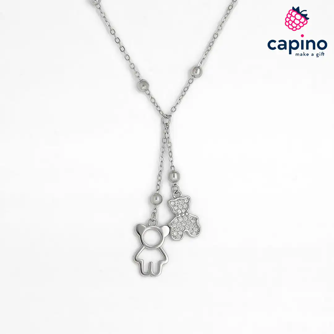 Collar oso de plata Parinno