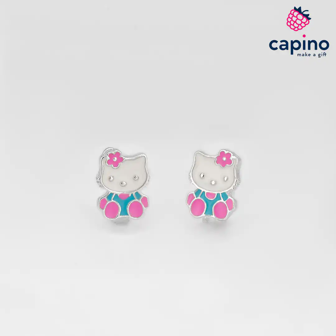 Pendientes para niñas Hello kitty de plata Emma