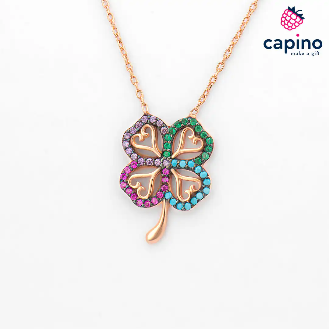 Collar trébol rosa de plata Giacobbe