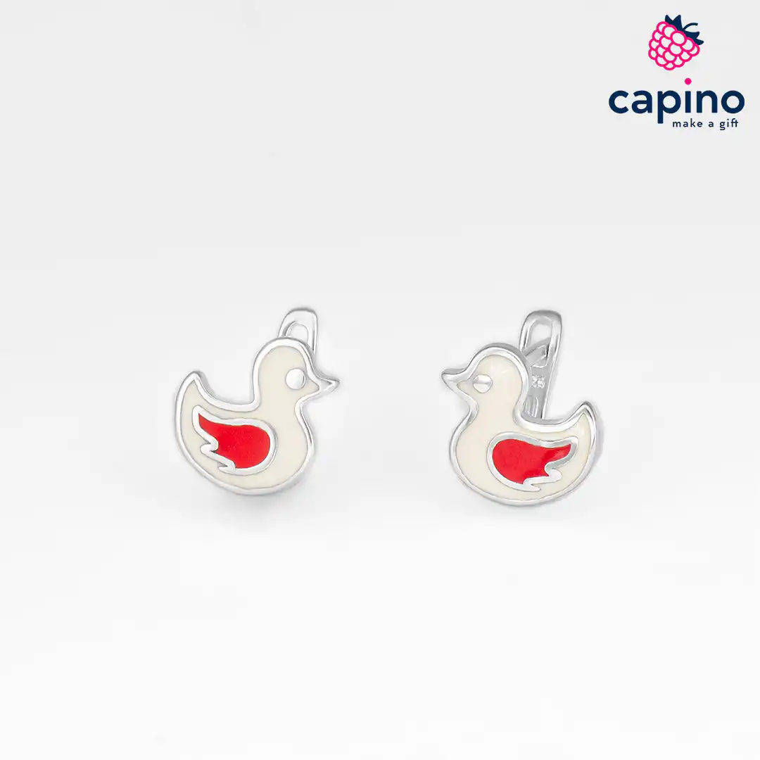 Pendientes para niñas de patito de plata Athena