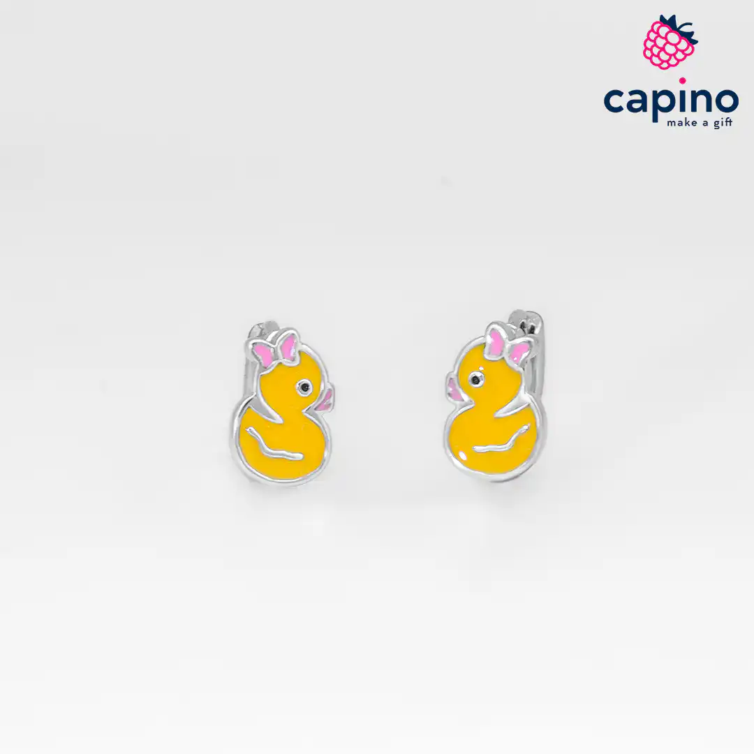 Pendientes para niñas de patito de plata Bailey