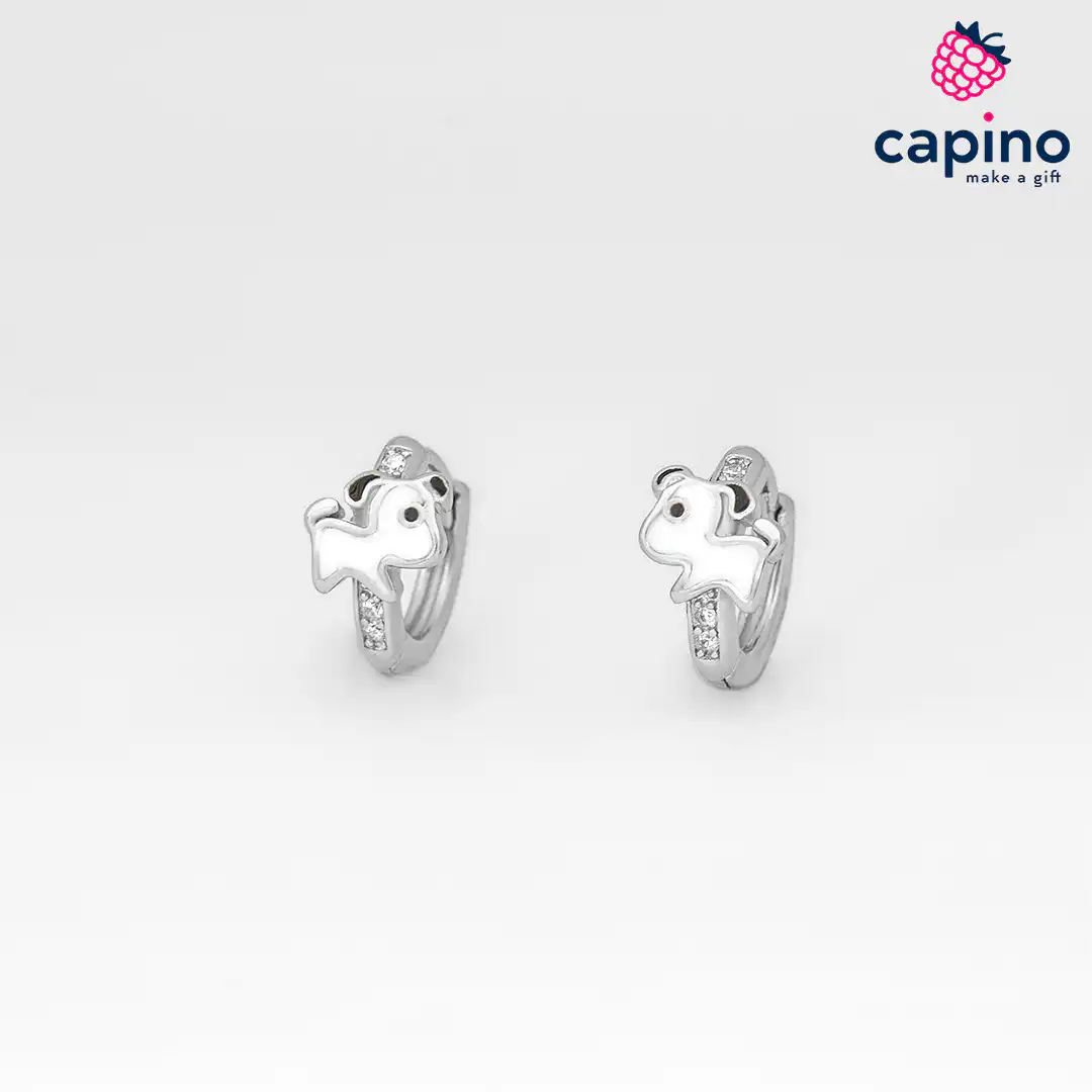 Pendientes para niñas perro de plata Angel