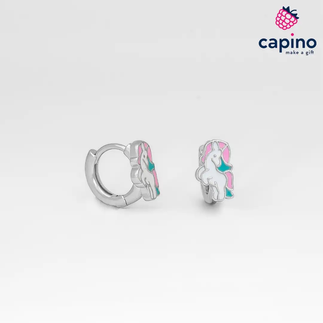 Pendientes para niñas unicornio de plata Cookie