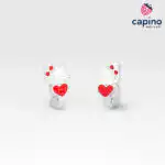 Pendientes para niñas gatito con corazón de plata Zelda