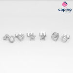 Pendientes de plata círculo de estrella de corazón Pasquale