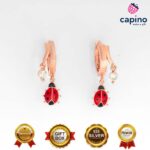 Pendientes para niñas mariquita de plata Midnight - 2