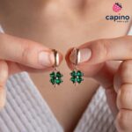Pendientes para niñas trébol de cuatro hojas de plata Winnie - 1